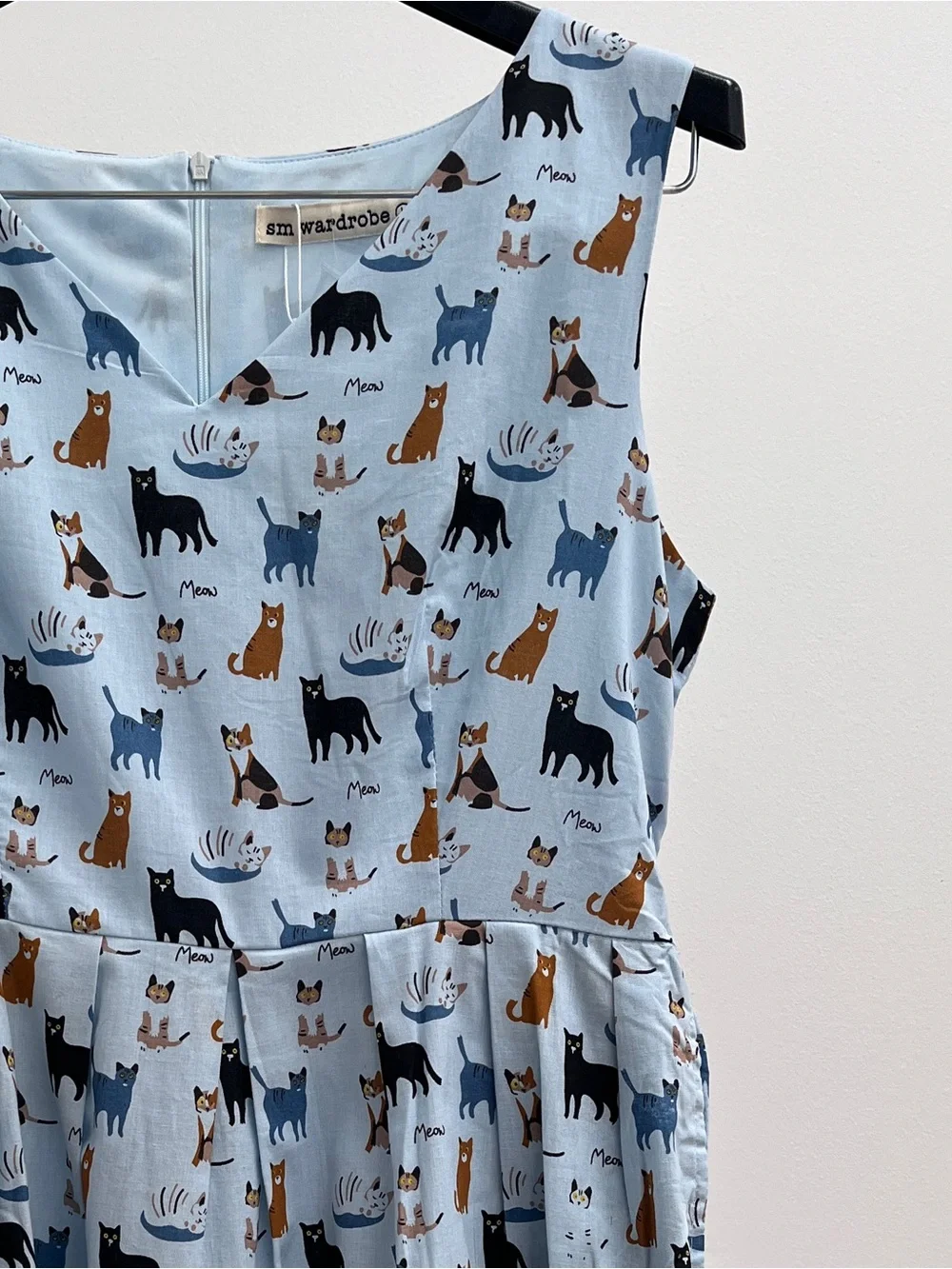 SM Wardrobe cat dress L meow print pockets NWT whimsical quirky playful - Picture 1 of 11